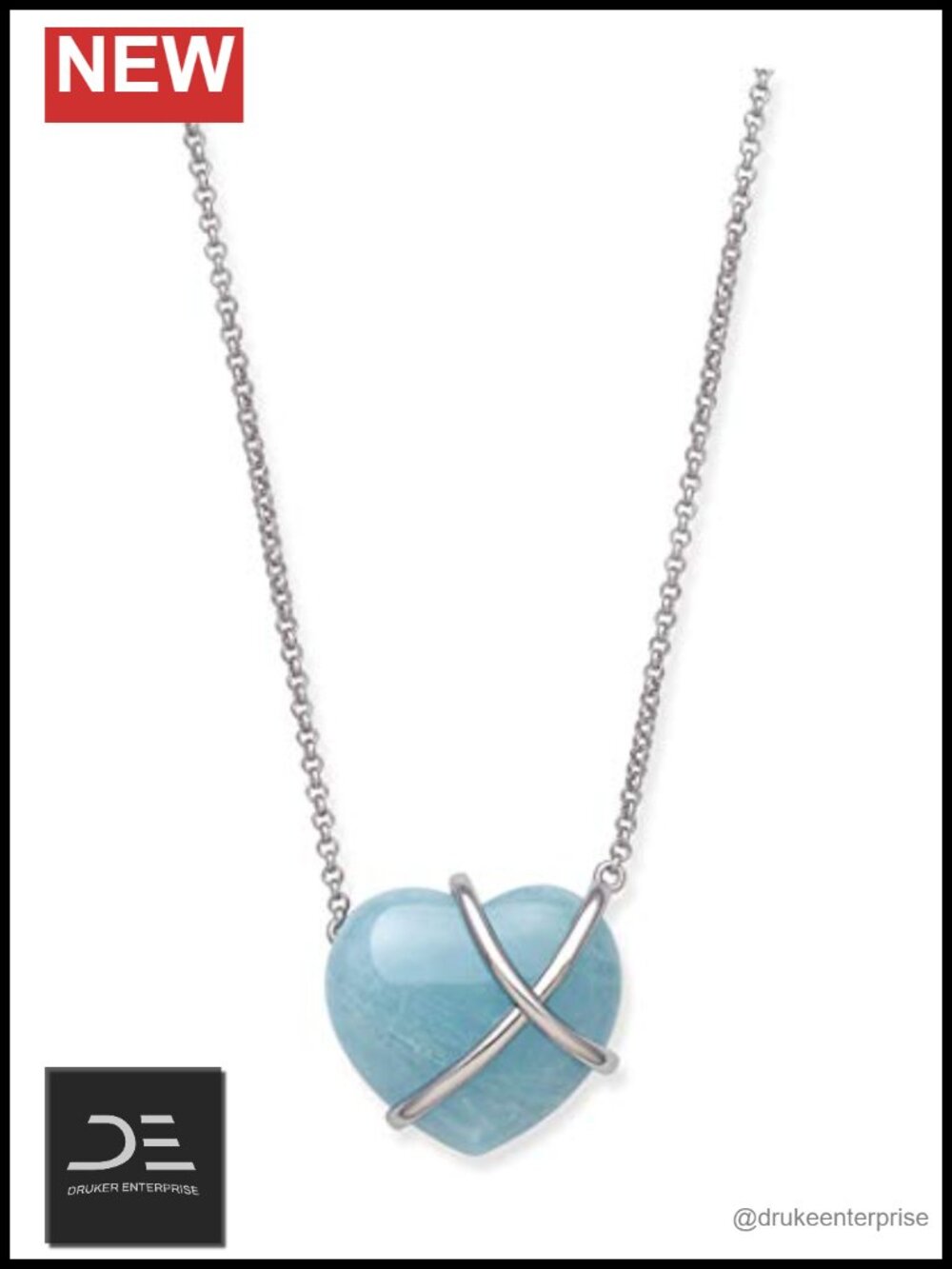 Heart Pendant Necklace in Sterling Silver - Rolo Chain w/ 2" Extender,